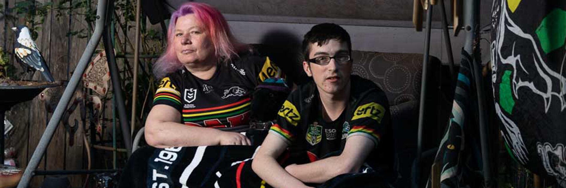 Simone and son John, Cranebrook. Members of the Penrith Flagies Supporter Group